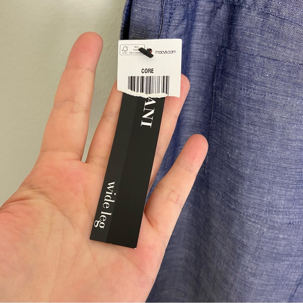 🆕 NWT Alfani Size 10 Linen Blend Wide Leg Blue Pants - Picture 10 of 11